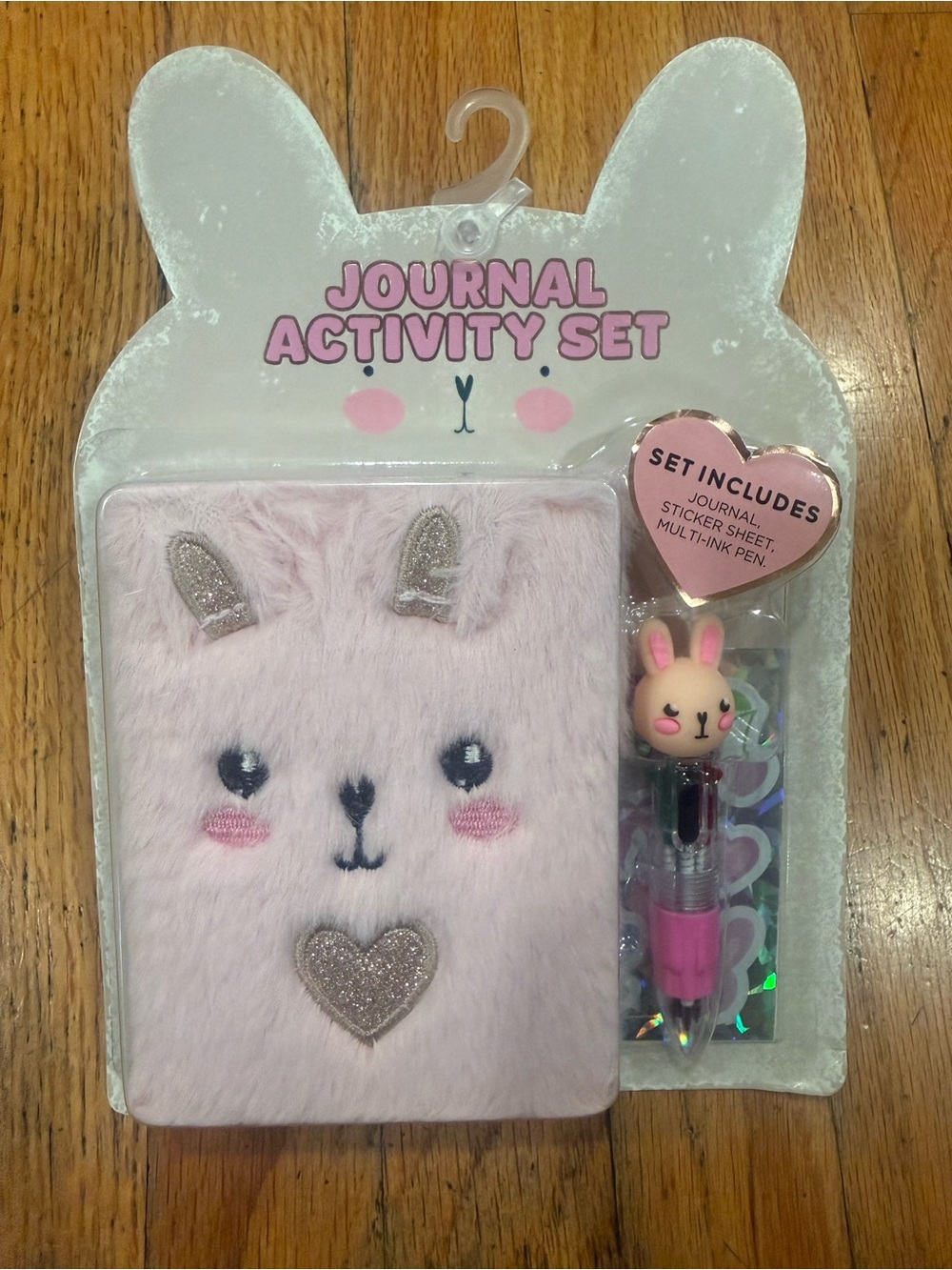 Kids Pink Bunny Journal Activity Set with Multi-Ink Pen